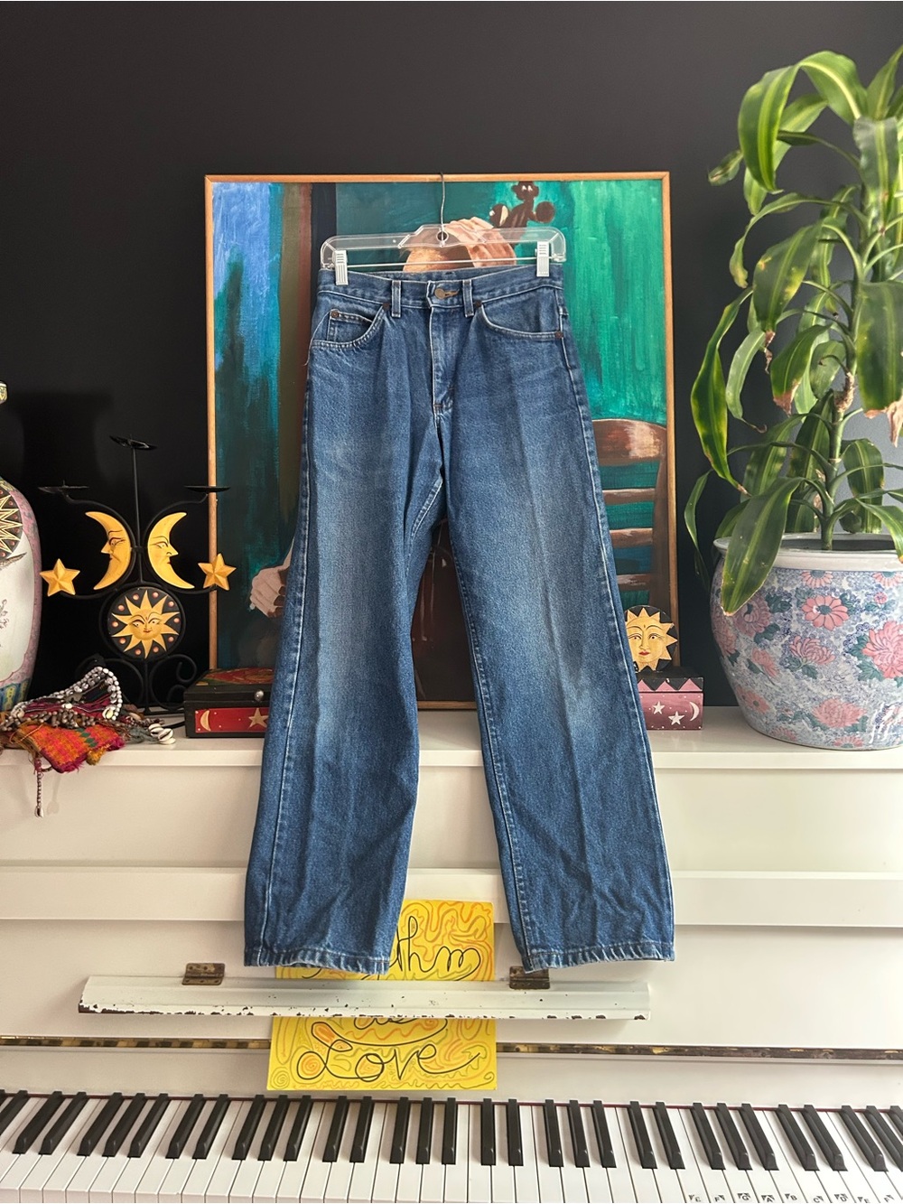 Lee High Rise Straight Leg Jeans Womens 29 Medium Wash Blue Denim Vintage Mom